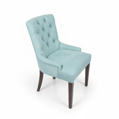 Klassischer Chesterfield Blauer Stuhl Polster Sessel Textil Lehnstuhl