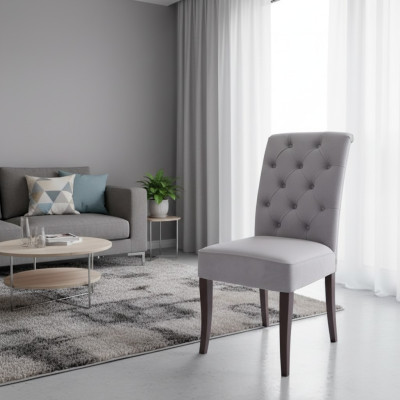 Exklusiver Grauer Chesterfield Stuhl Luxuriöser Einsitzer Designer Esszimmer Stühle