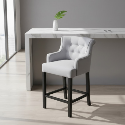 Graue Barhocker 2-er Set Barstühle Bar Chesterfield Stühle Designer Garnitur