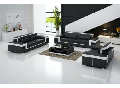 Design Couch Polster Sofas Leder Modern Sofagarnitur 3+1 Sitzer Komplett Set Neu