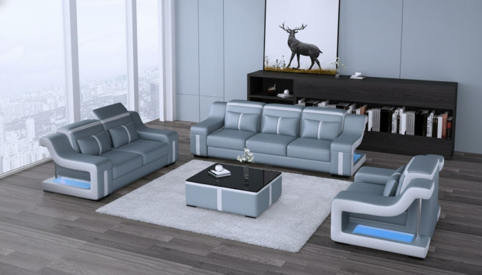 Sofagarnitur 3+1 Sitzer G8047D Couch Polster Sitz Garnitur Sofa Wohnzimmer Leder