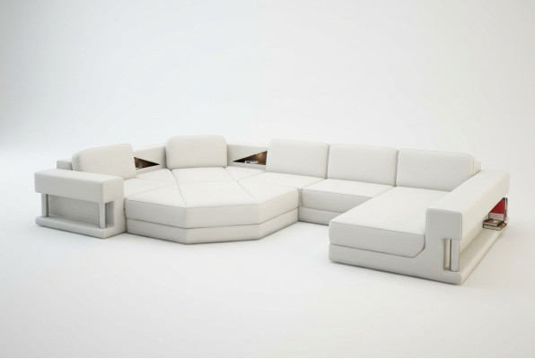 Modern Ecksofa mit USB Couch Polster Leder Design Sofa Garnitur Wohnlandschaft