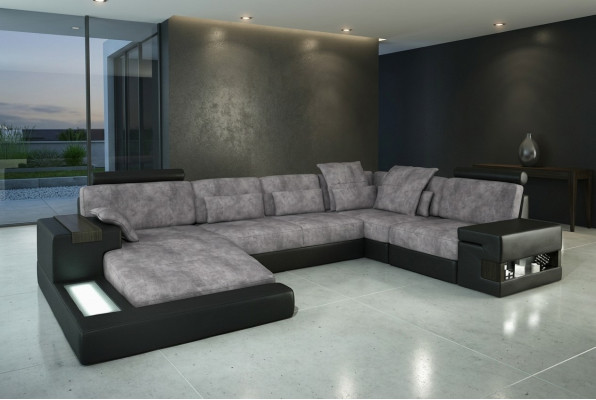 Design Leder Sofa Couch Polster Garnitur Wohnlandschaft Sofas Couchen mit USB