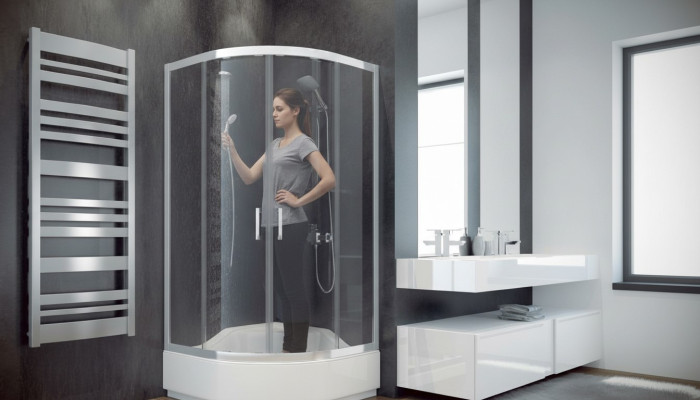 Duschkabine Viertelkreis Eckdusche Duschabtrennung Glas Runddusche