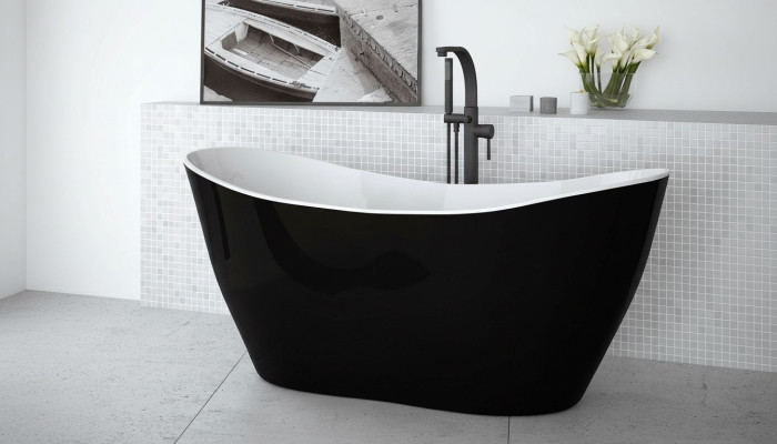 Schwarze Designer Badewanne Freistehende Luxus Wanne in Schwarz