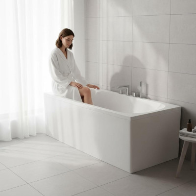 Badezimmer Rechteckige Eck Wannen Badewannen Weiß abgerundete Eckwanne Wanne Neu