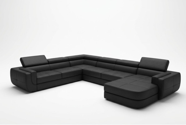Designersofa Sitz Polster Ecke Ledersofa Wohnlandschaft Sofa mit USB Polster Neu