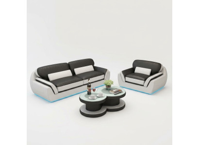 Ledersofa mit USB Sofagarnitur 3+1 Sitzer Garnitur Design Modern Neu Sofa G8038D