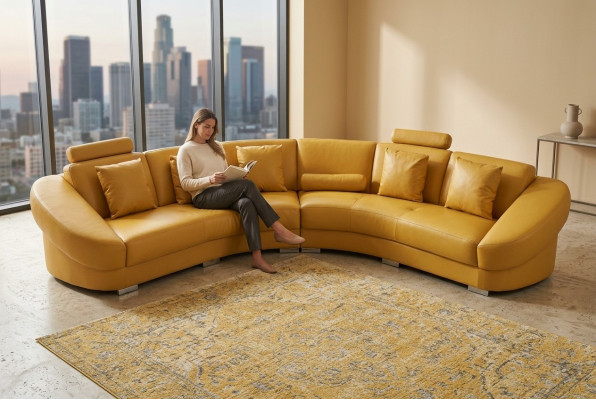 Runde Eck Sofa mit USB Polster XXL Big Rund Couchen Wohnlandschaft U Form Neu