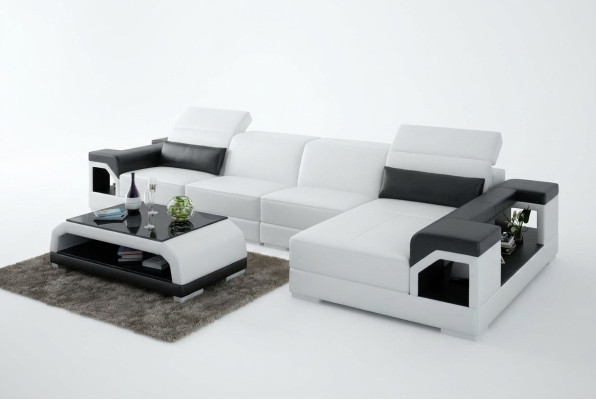 Couchgarnitur Modernes Sofa Ecke Sitzecke Leder Couch Polster Wohnlandschaft USB