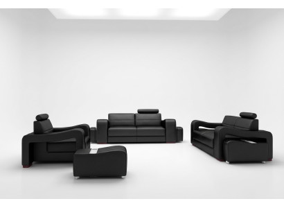 Designer Ledersofa Sofagarnitur USB Sofa Sitz Polster Garnitur 3+2+1 Garnituren