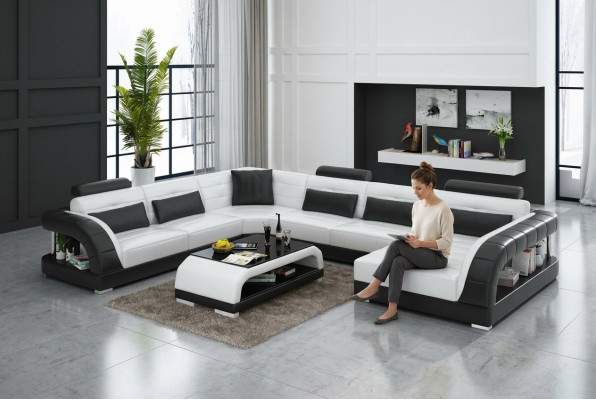 Sofagarnitur mit USB Polster Sofa Set 3+2+1 Leder Couchen Sofas Komplett