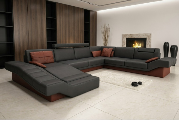 XXL Wohnlandschaft Design Polster Garnitur Ecksofa mit USB Big Sofa Neu Couch