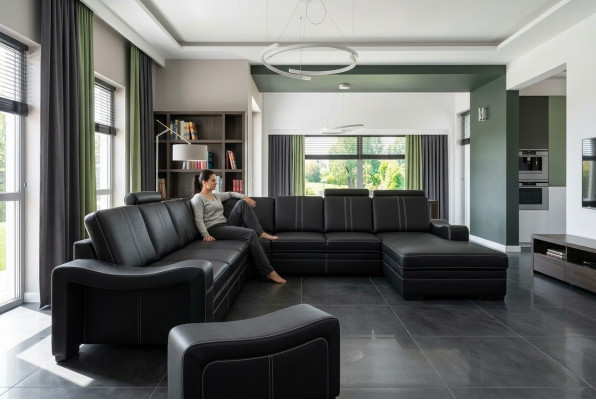 XXL Ledersofa mit USB Ledercouch Wohnlandschaft Ecksofa Neu Garnitur Sofa Leder
