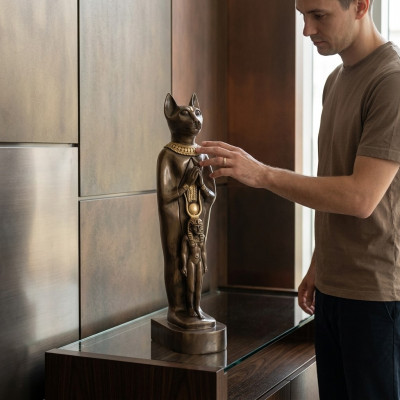 Skulptur Ägypten Göttin Katzen Bastet Statuen Ägyptische Statue Figuren Pharao