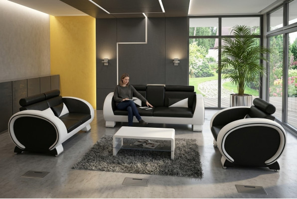 LEDERSOFA USB DESIGN GARNITUR 3+1 Massfertigung POLSTERGARNITUR POLSTER SOFA NEU