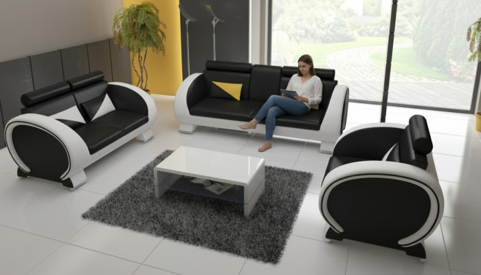LEDERSOFA 3+1 COUCH POLSTERGARNITUR POLSTER SOFA LEDERSOFA DESIGNERSOFA mit USB