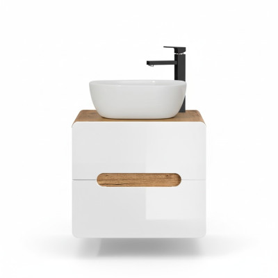 Waschtisch Badezimmer Waschbecken mit Aufsatz Becken 60cm Unterschrank Hochglanz