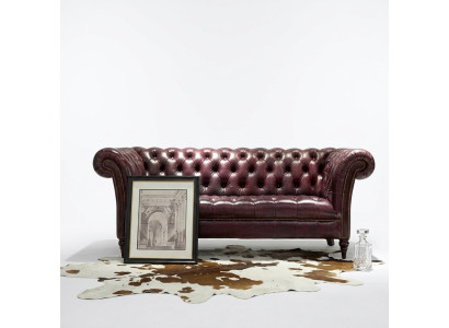 Chesterfield Couch Dreisitzer Sitz Polster Sofa Braun Edles Sofa
