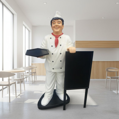 Speisekarte Koch Figur Statue Skulptur Werbefigur Menü  Werbeaufsteller Tafel