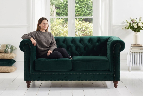 jvmoebel ® - Textil Sofa Couch - Grüne Polster Zweisitzer Couch Garnitur Zweier