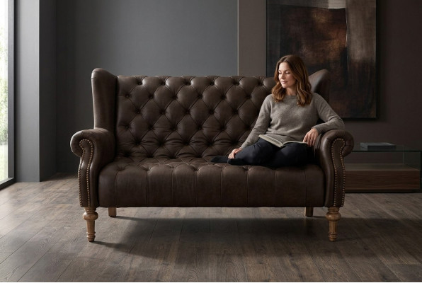 Chesterfield Sofa Couch Polster Doppelter Ohrensessel Leder Couchen  Polster 2er