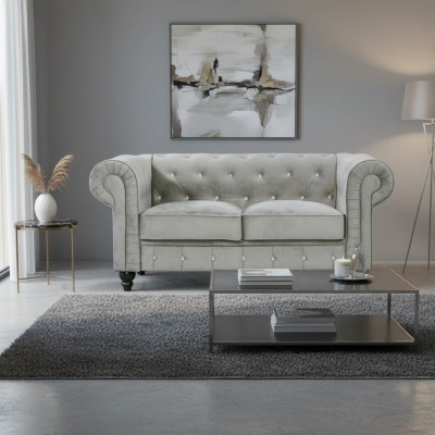 Chesterfield Sofa Couch Polster Stoff Leder Couchen Polster Garnitur 2 Sitzer