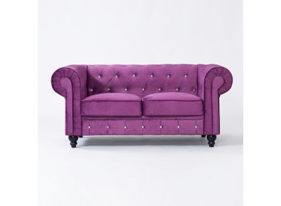 Klassische Leder Couch - Lila Chesterfield Stoff Sofa 2 Sitzer  Neu jvmoebel ®