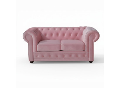 Rosa Chesterfield Sofa Couch Polster Stoff Leder Couchen  Polster Garnitur Neu