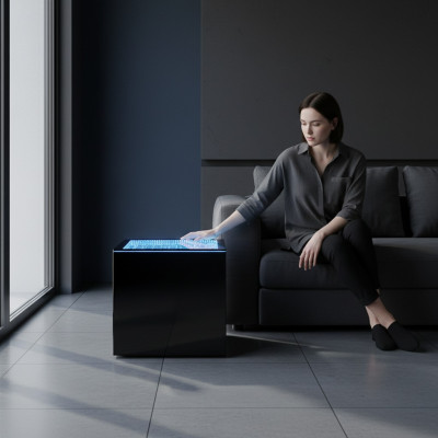 Led Quadrat Beistelltisch Kaffeetisch Wohnzimmer Möbel Wasser Säule
