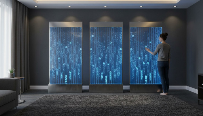 Wandpaneel mit Wasserblasen LED Neu Wasserwand Designer Wasser Wand Beleuchtete