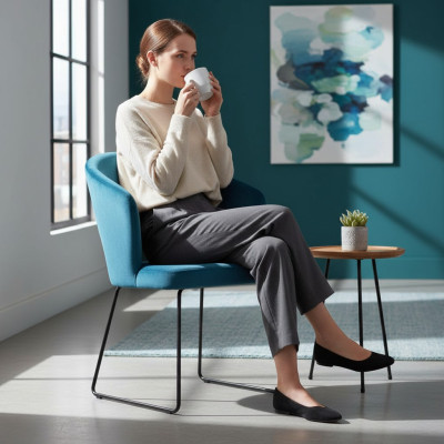 Design Wartezimmer Stuhl Sitz Praxis Ess Zimmer Stühle Textil Stoff Polster Neu