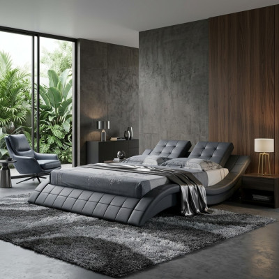 Doppelbett Designer Bett Ehebett Polsterbett Schlafzimmer Lederbett Neu
