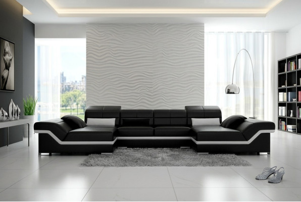 Ecksofa Sofa Couch Polster Wohnlandschaft Leder Ecke Garnitur U Form