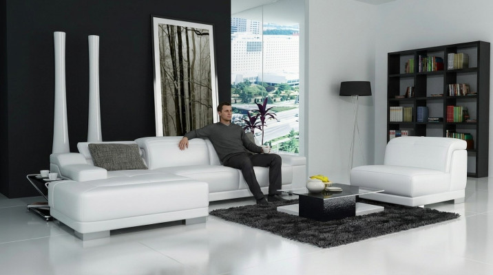 Moderne Sofa Eckgarnitur L Form Polster Sitz Ecke Couch + Sessel Ecksofa