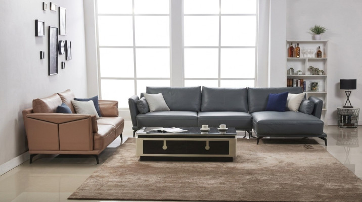 Designer Sofa Couch Garnitur Ecksofa mit Hocker Polster Wohnlandschaft
