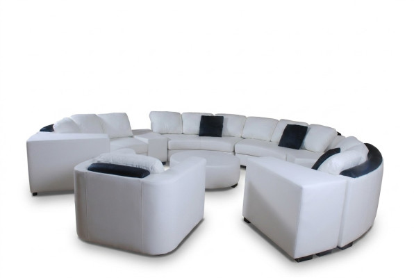 Wohnlandschaft Rund Ecksofa Leder Runde Couch Garnitur Sofa Couch Ecke