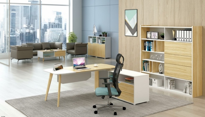 Eckschreibtisch Kabelkanal Home Office Tisch groß Tische Chef Schreibtisch