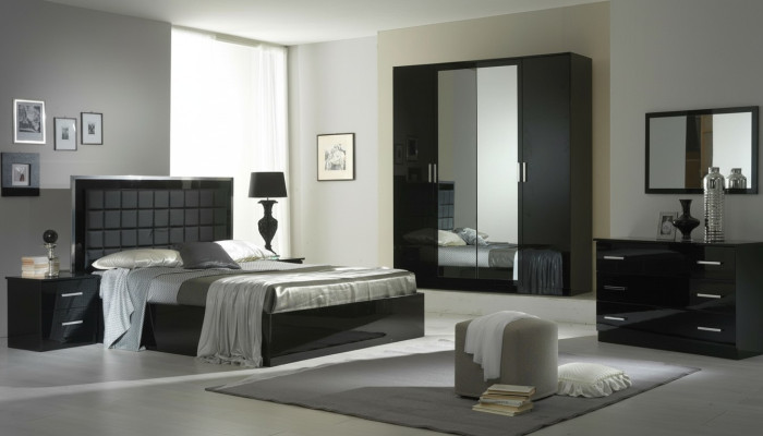 Design Schlafzimmer 6 tlg. Schlafzimmer Komplett Set Bett Nachttisch Kommode Neu