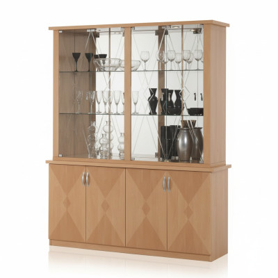 Klassische Vitrine Schrank Italienische Möbel Schränke Möbel Vitrinen Buche neu