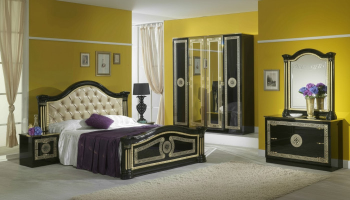 Schlafzimmer Set Stil Modern Bett Nachttisch Kommode Bett Möbel 6tlg. Gruppe neu