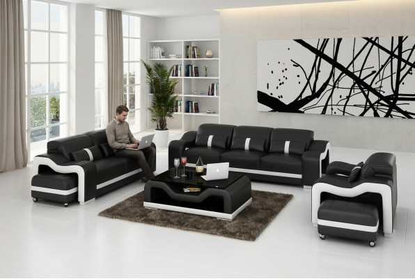 Sofagarnitur 3+1 Sitzer Design Couch Polster Sofas Modern Garnitur Gruppe