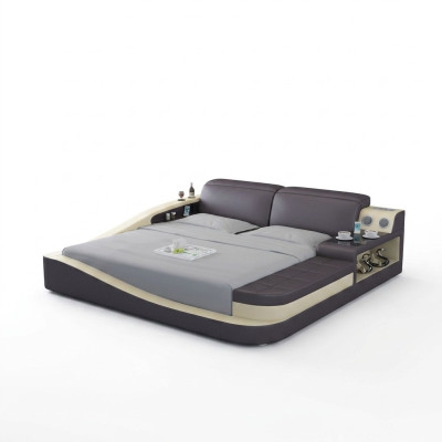 Luxus Schlafzimmer Bett Polster Design Leder Doppel Hotel Betten Textil
