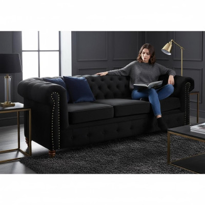 Chesterfield 3 Sitzer Couch Textil Stoff Sofa Edles Design Klassische Möbel Neu