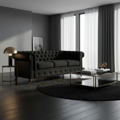 Chesterfield 3 Sitzer Couch Textil Stoff Sofa Edles Design Klassische Möbel Neu