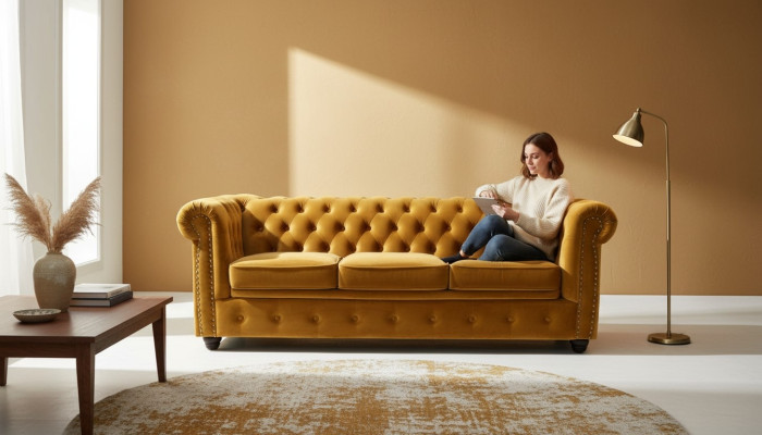 Chesterfield 3 Sitzer Sofa Büro Couch mit Bettfunktion Sofas Couchen Dreisitzer