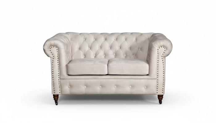 Sofa 2 Sitzer Chesterfield Couch Textil Stoff Sofa Möbel Edles Design