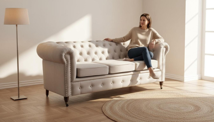 Chesterfield 3 Sitzer Sofa Ledersofa Couch Polster Sitz Garnitur Dreisitzer Neu