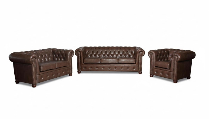 Chesterfield 3 Sitzer Sofa Ledersofa Couch Polster Sitz Sofas Dreisitzer
