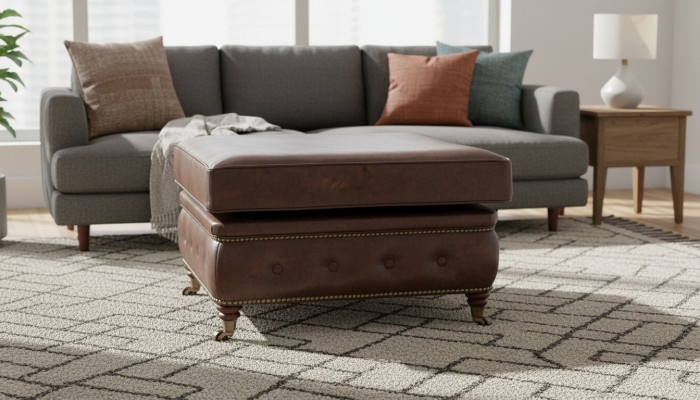 Chesterfield Fußhocker Club Lounge Hocker Leder Textil Ottoman Designer